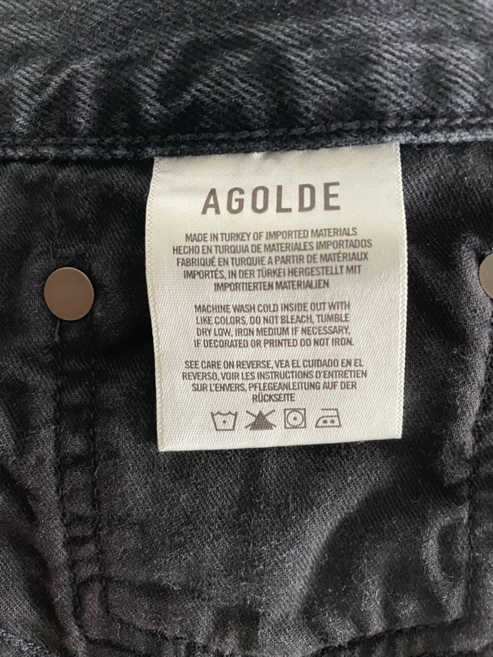 Agolde Parker black frayed distressed jean shorts jorts button fly high waist 26 - Picture 7 of 8
